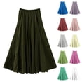 thumbnail image 1 of Casual Elastic Waist Ruffled Skirts Women Casual Summer Large Solid Elastic Waist Flax A-Line Ankle Skirt Yellow Free Size, 1 of 9