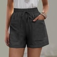 thumbnail image 1 of Casual Elastic Waist Shorts Pockets Pants Summer Women Loose Solid Plus Size Pants Chambray Shorts Women Denim Shorts for Women Workout Shorts Womens Scrunch High Waist Shorts Women Denim Short, 1 of 6