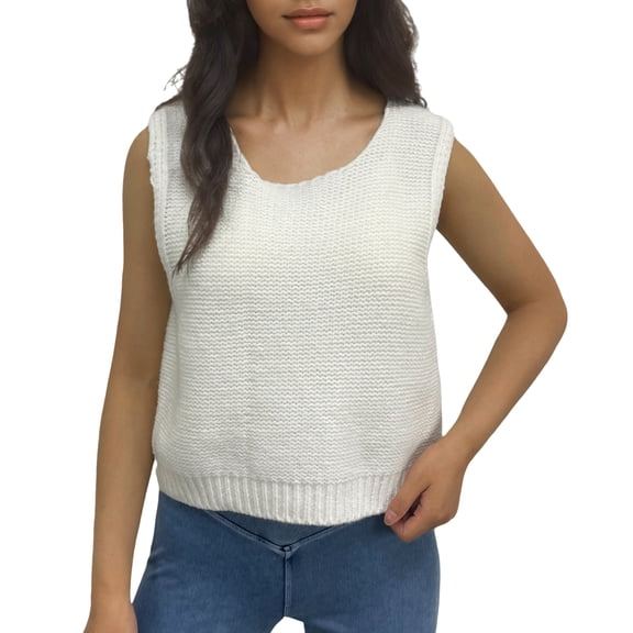 Casual Elegant Knitted Tanks Top with Bows Tie Back Women's Sleeveless Cropped Cardigan Sweater Vest for Everyday Styles