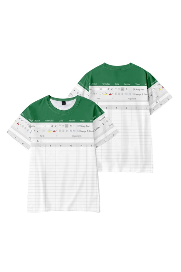 Casual Excel tshirt Spreadsheet Software Design Print Tops Tee Y2K Hombre Fashion Creative Shirt for Men