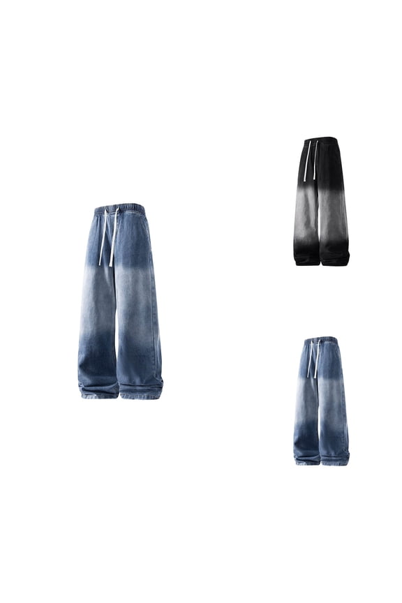 Casual Faded Denim Jeans, Classic Fit with Wash, Comfortable Stretch Trousers for Daily Wear, Regular Fit, Straight, Men's Casual Denim Pants