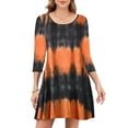 thumbnail image 1 of Casual Fall Dresses for Women, 3/4 Sleeve T Shirt Dress Crew Neck Flowy Loose Fits Swing Dress with Pockets, M, 1 of 9