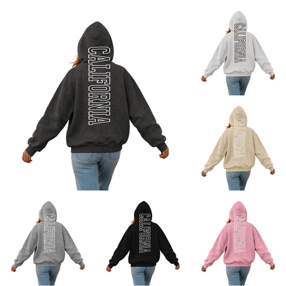 Casual Fashion Printed Hooded Sweatshirt for Women Long Sleeve Athletic Pullover with Pocket Top