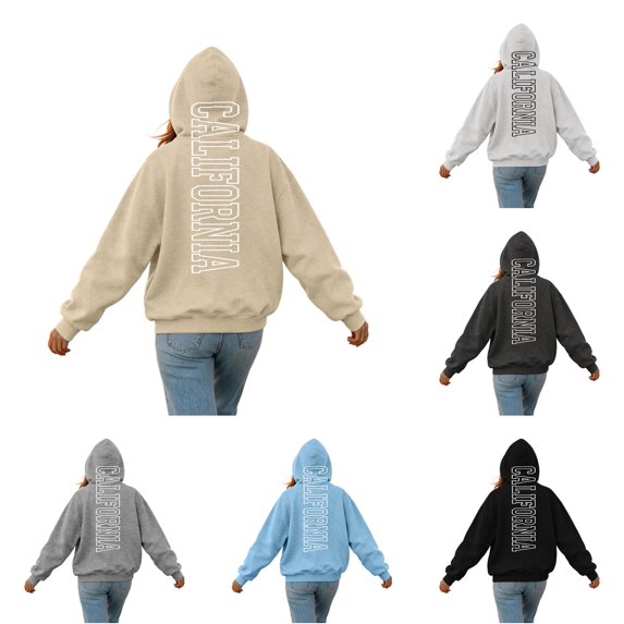 Casual Fashion Printed Hooded Sweatshirt for Women Long Sleeve Athletic Pullover with Pocket Top