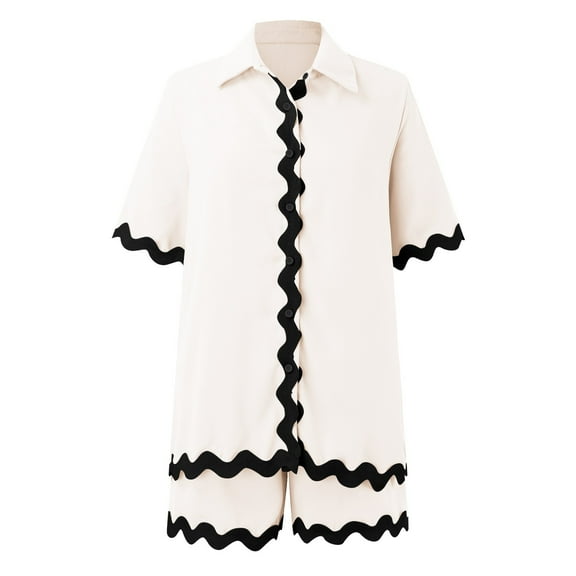 Casual Fashion Set Women's Shorts Set Short Sleeve Top Suit Shorts Two Piece Set Solid Basic Shirt Top & Shorts Set Baiting Suit Cover Padded Athletic Swimsuits for Women Girls Swim Shorts Size 8