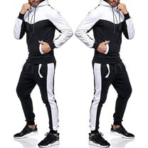 Casual Fashion Winter Sweatsuit Garments Manufacturers Warm Thick Sportswear Set Training Wear Set (as1, alpha, l, regular, regular, Black-White)