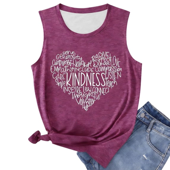Casual Fashion Womens Sleeveless Round Neck Letter Print Tank Top For Daily Spring SummerWineXXXL