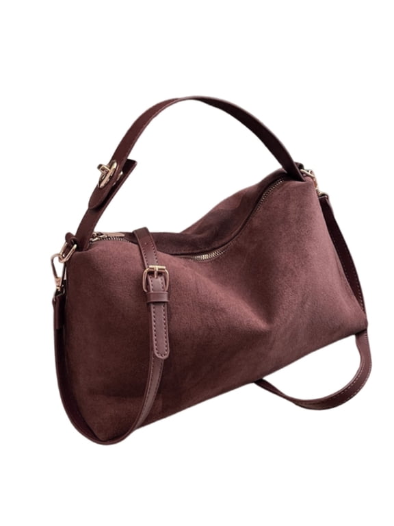 Casual Faux Sueded Shoulder Bag for Women's Elegant Crossbody Handbag Purse with Top Handle and Adjustable Strap