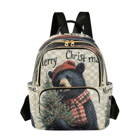 Casual Ffyy3_a_charming_christmas-themed_black_bear_wearing_a_hat_and__aed36a1c-ef74-4ac5-af65-3feaf34a207f Backpack for School,College and Travel, Water Resistant Bookbag,
