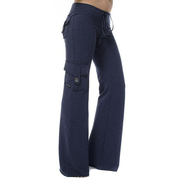 Casual Flared Sweatpant Trousers for Women Ladies Plus Size High Waisted Jogging Running Sports Fitness Pants with Pockets Oversized Bootcut Yoga Pants