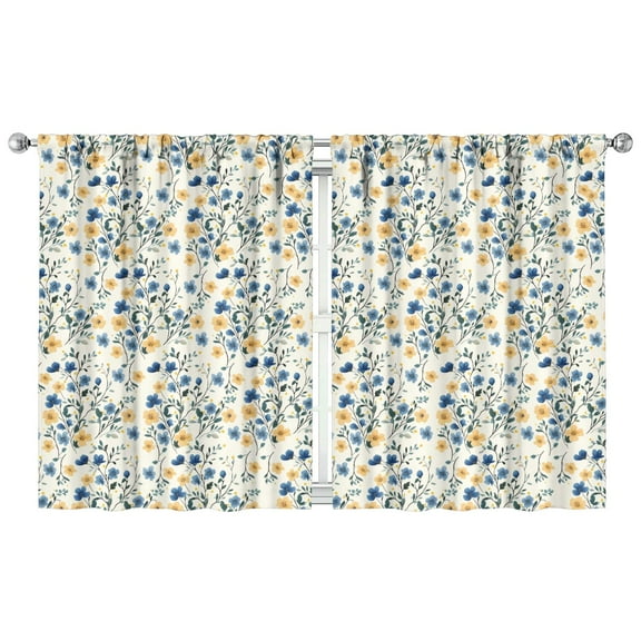 Casual Floral Curtains 42x54 Inch Rod Pocket Blackout Drapes 2 Panels for Bedroom and Everyday Use