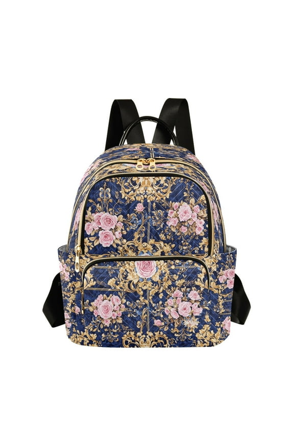 Casual Floral Damask Backpack for School,College and Travel, Water Resistant Bookbag,