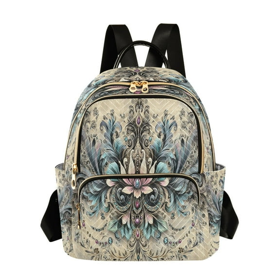Casual Floral and Jewel Design Pattern Backpack for School,College and Travel, Water Resistant Bookbag,