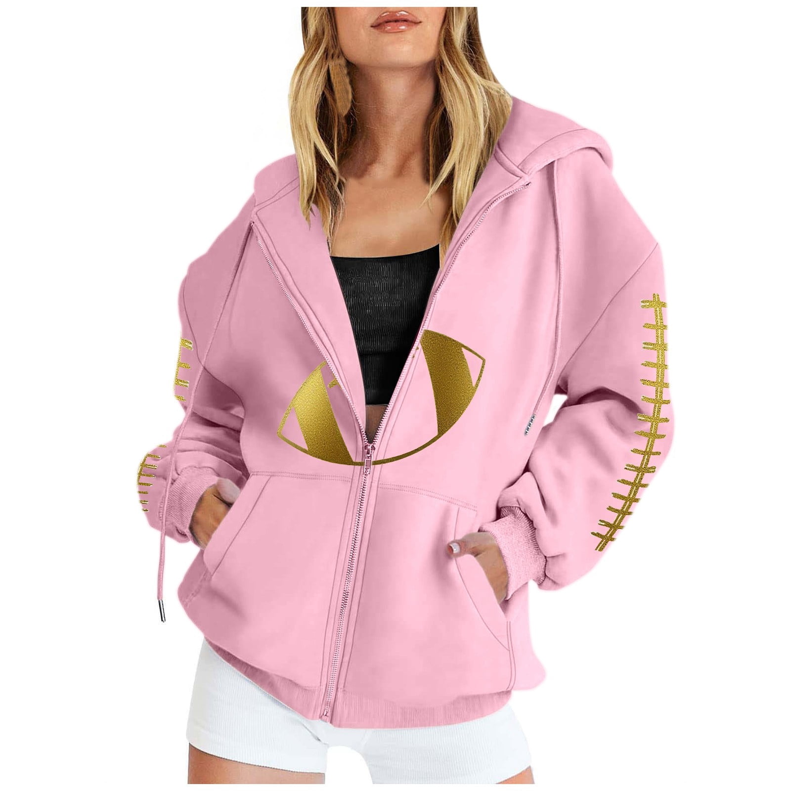 Women's Team Spirit Zip-Up Hoodie â€“ -Lined with Drawstring