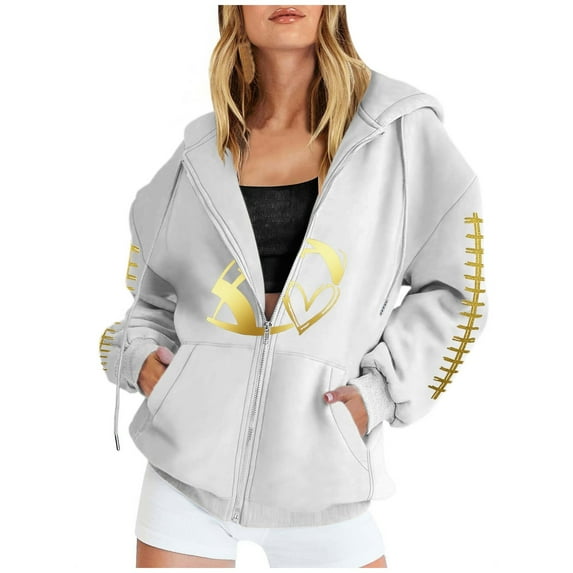 Casual Football Fan Hoodie – Women’s Plush Long Sleeve Pullover, Great for Fall & Team Spirit Looks,White#1 XXXL