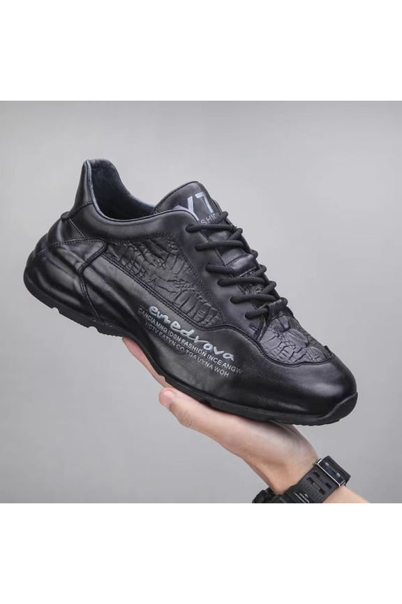 Casual Footwear for Men with Thick Soles - Trendy Closed-Toe Low-Top Shoes