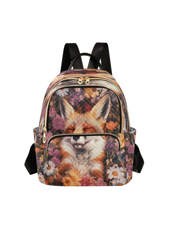 Casual Fox Plays in Flowers Backpack for School,College and Travel, Water Resistant Bookbag,