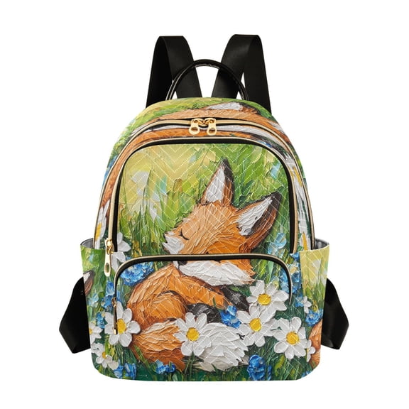 Casual Fox Sleeping Among Flowers Backpack for School,College and Travel, Water Resistant Bookbag,
