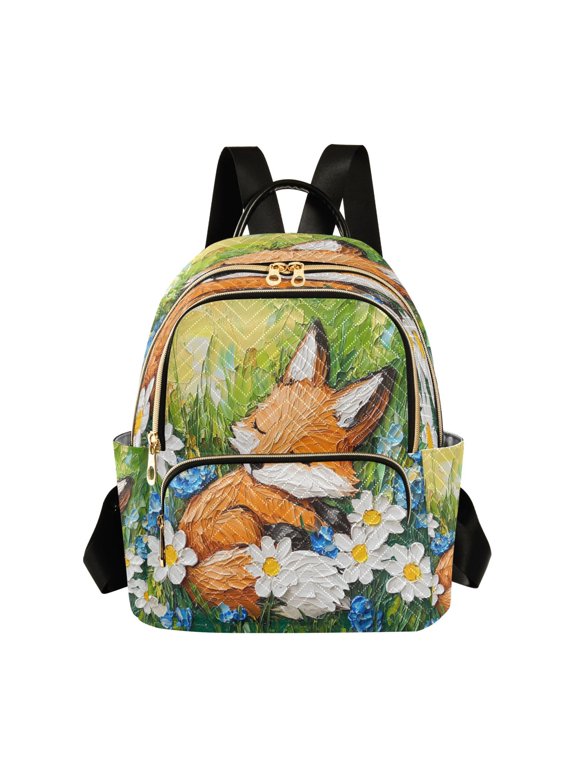 Casual Fox Sleeping Among Flowers Backpack for School,College and Travel, Water Resistant Bookbag,