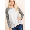 thumbnail image 1 of Casual French Terry Side Twist Top With Animal Print Long Sleeves, 1 of 5