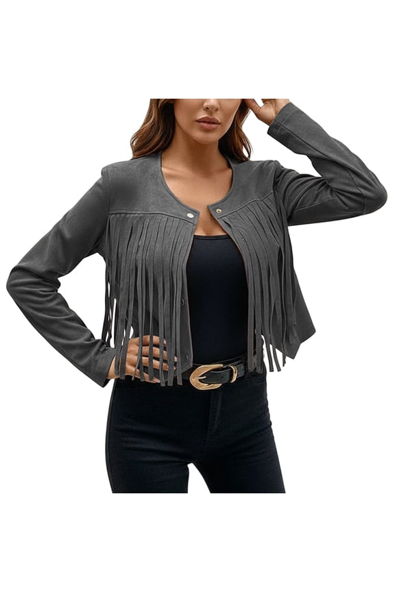 Casual Fringe Jacket Button Front Cardigan Slim Fit Outerwear for Daily Wear and Outdoor Activities Women's Casual Jacket Women's Bomber Jacket Casual Coat