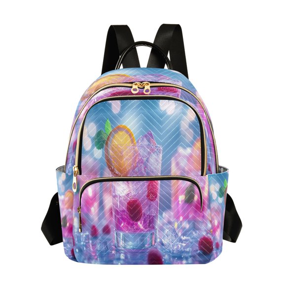 Casual Fruity Drink with Raspberries Mint Backpack for School,College and Travel, Water Resistant Bookbag,