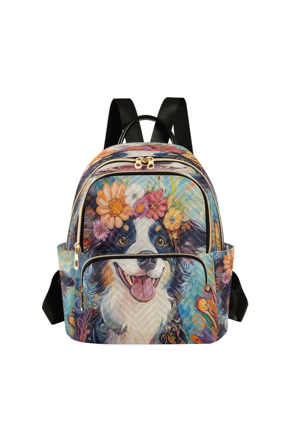 Casual Fun Blossom Dog Backpack for School,College and Travel, Water Resistant Bookbag,