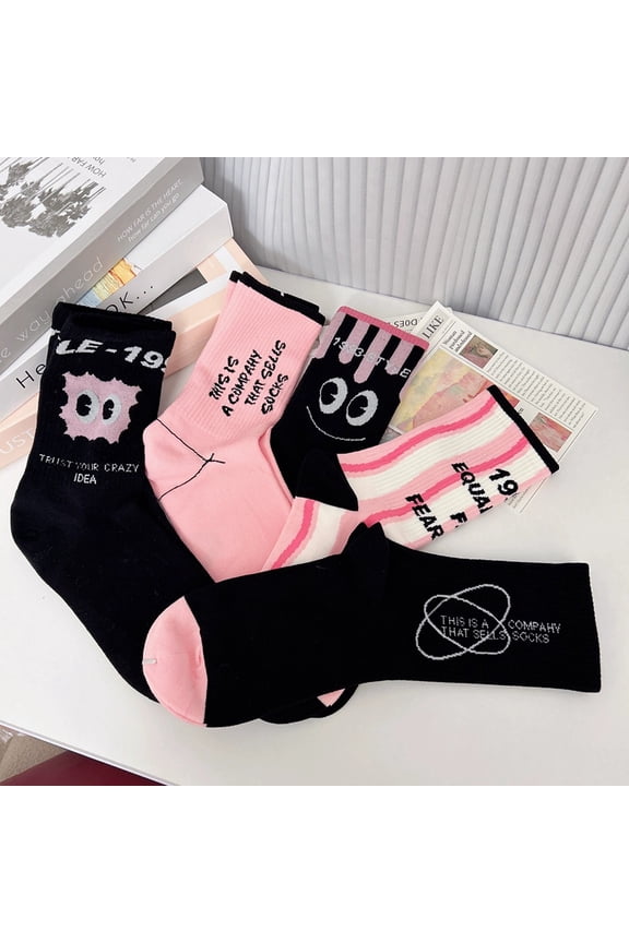Casual Funny Funky Novelty Socks For Women Crew Socks , 5 Pack