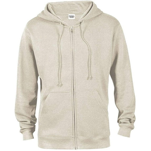 Casual Garb Fleece Hoodies for Men Heather Heavyweight Full Zip Hoodie Hooded Sweatshirt Oatmeal Heather XX-Large