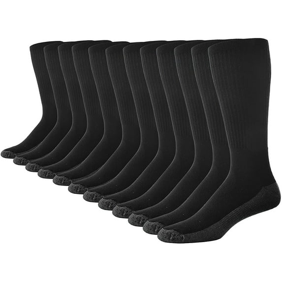Casual Garb Mens Crew Socks 12 Pair Pack Moisture Wicking Socks Crew Work Socks For Men Black Size 10-13