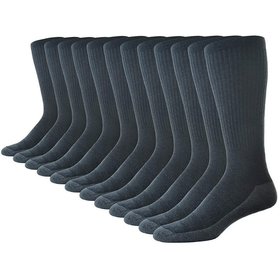 Casual Garb Mens Crew Socks 12 Pair Pack Moisture Wicking Socks Crew Work Socks For Men Charcoal Size 10-13