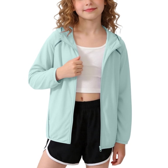 Casual Girls Full Face Hood Sun Coat Solid Color Comfortable Daily Beach Cycling Lightweight Outdoor Sun Jacket for Kids Size 3T