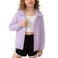 thumbnail image 1 of Casual Girls Full Face Hood Sun Coat Solid Color Comfortable Daily Beach Cycling Lightweight Outdoor Sun Jacket for Kids Size 7Years, 1 of 4