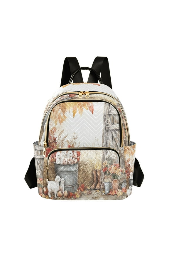 Casual Goats Eggs Autumn Leaves Barn Backpack for School,College and Travel, Water Resistant Bookbag,