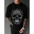 thumbnail image 1 of Casual Gothic Rhinestone Skull Graphic Vintage Grunge Y2k Cotton Men's Women's Unisex T-Shirt, 1 of 6