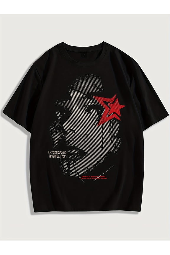 Casual Graphic Face Print Short Sleeve Vintage Grunge Y2k Cotton Men's Women's T-Shirt