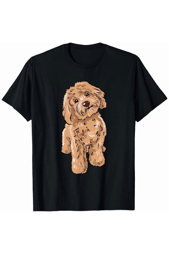 Casual Graphic Tee,Tops Has Cute Cockapoo Dog Illustration,Round Neck Regular Fit T-shirts, Size(S-5XL)