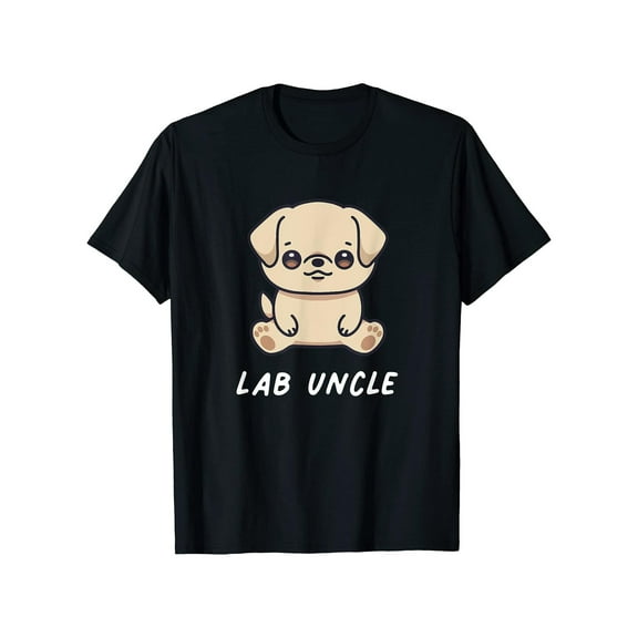 Casual Graphic Tee,Tops Has" Lab Uncle"Text With Yellow Labrador Pattern,Round Neck Regular Fit T-shirts, Size(S-5XL)