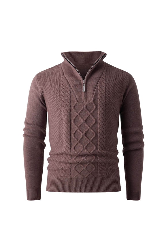 Casual Half Zip Up for Man Fall Winter Long Sleeve Collared Neck Sweater Crochet Knit Plain Man 2026 Soft Comfy Clothing Y2K