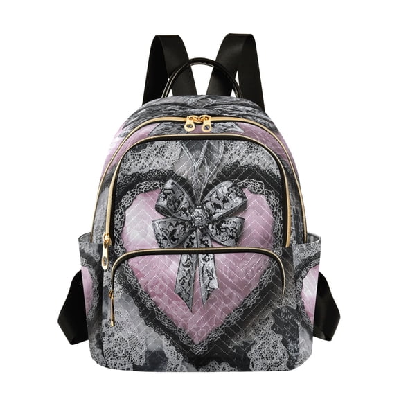 Casual Heart Lace Bow Backpack for School,College and Travel, Water Resistant Bookbag,
