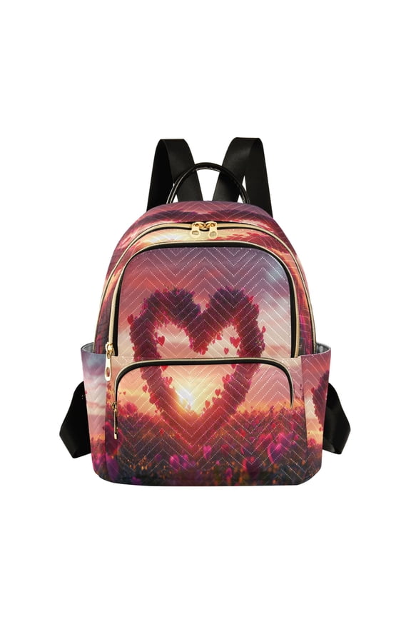 Casual Heart Shaped Rose Backpack for School,College and Travel, Water Resistant Bookbag,