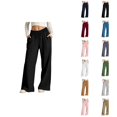 thumbnail image 1 of Casual High Waist Wide Leg Pants With And Side Pockets Comfortable Pure Color Trousers For Everyday Wear, 1 of 5