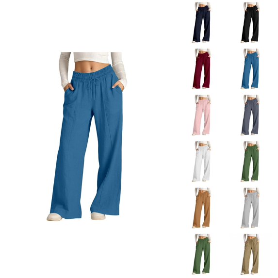 Casual High Waist Wide Leg Pants With And Side Pockets Comfortable Pure Color Trousers For Everyday Wear