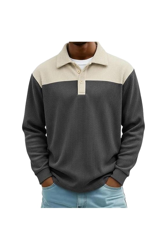 Casual Hip Hop Style Men's Sweatshirt Button up Polo Neck Digital Print Simple Retro Series Cross-Border 3D Sweatshirt