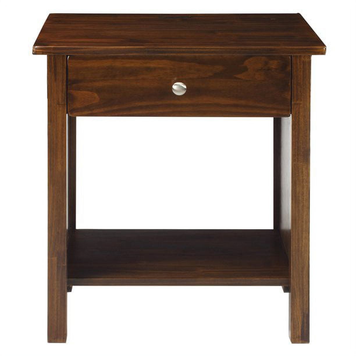 Casual Home 27"H;Wooden Nightstand with USB ports and One Drawer;Warm Brown