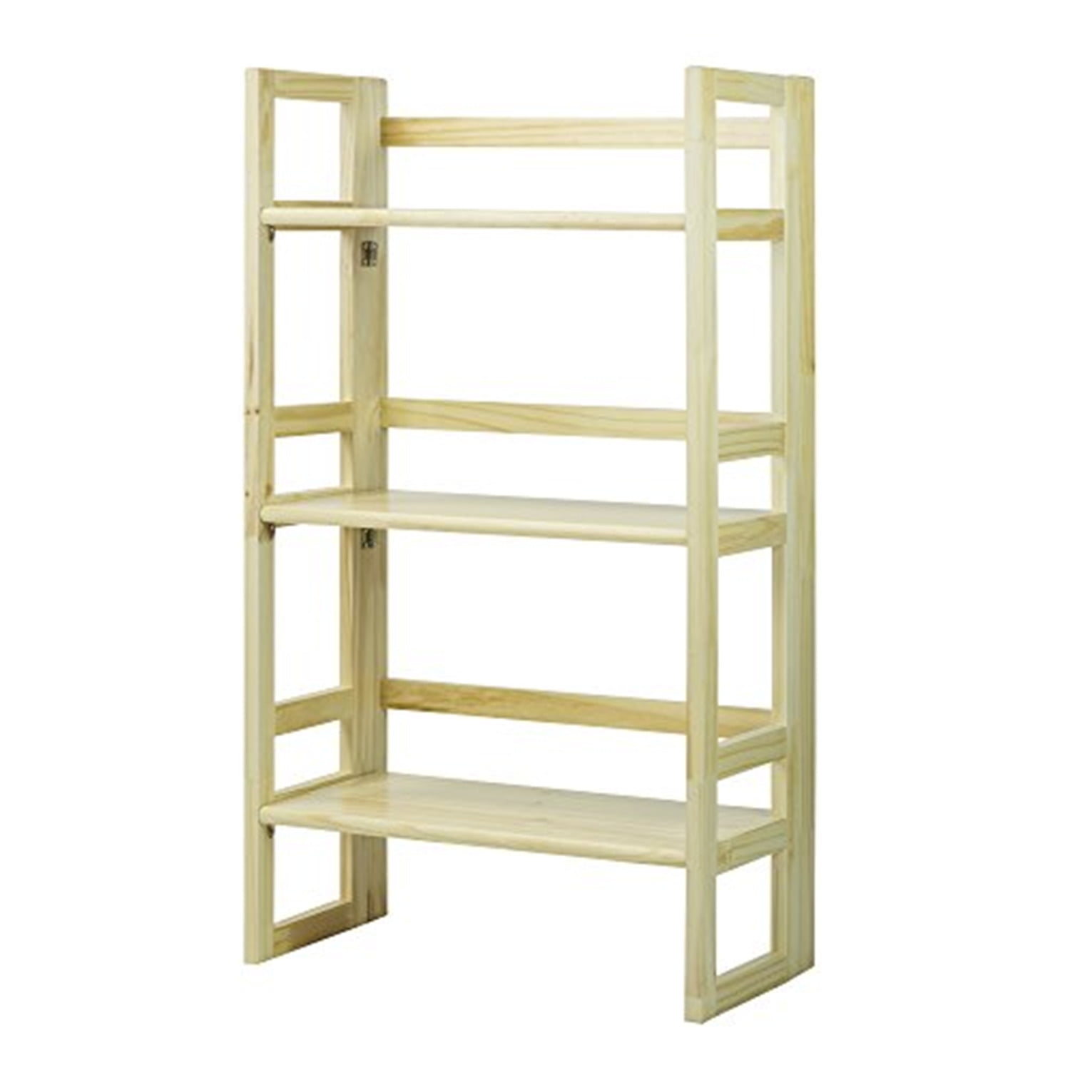 Natural Finish Solid Wood 3-Shelf Folding Bookcase