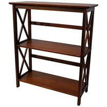Casual Home 324-34 Soild Wood Montego X Design Style 3 Shelf Bookcase, Walnut
