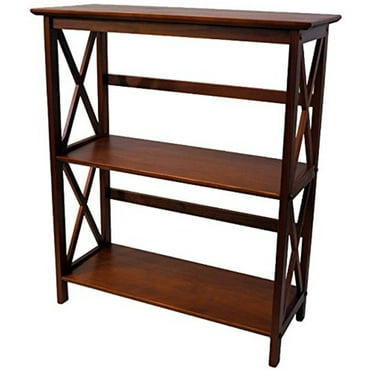 Casual Home 324-34 Soild Wood Montego X Design Style 3 Shelf Bookcase, Walnut