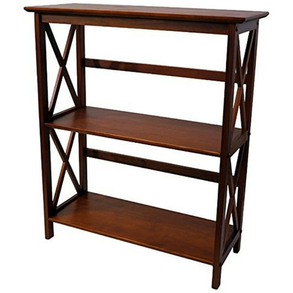 Casual Home 324-34 Soild Wood Montego X Design Style 3 Shelf Bookcase, Walnut