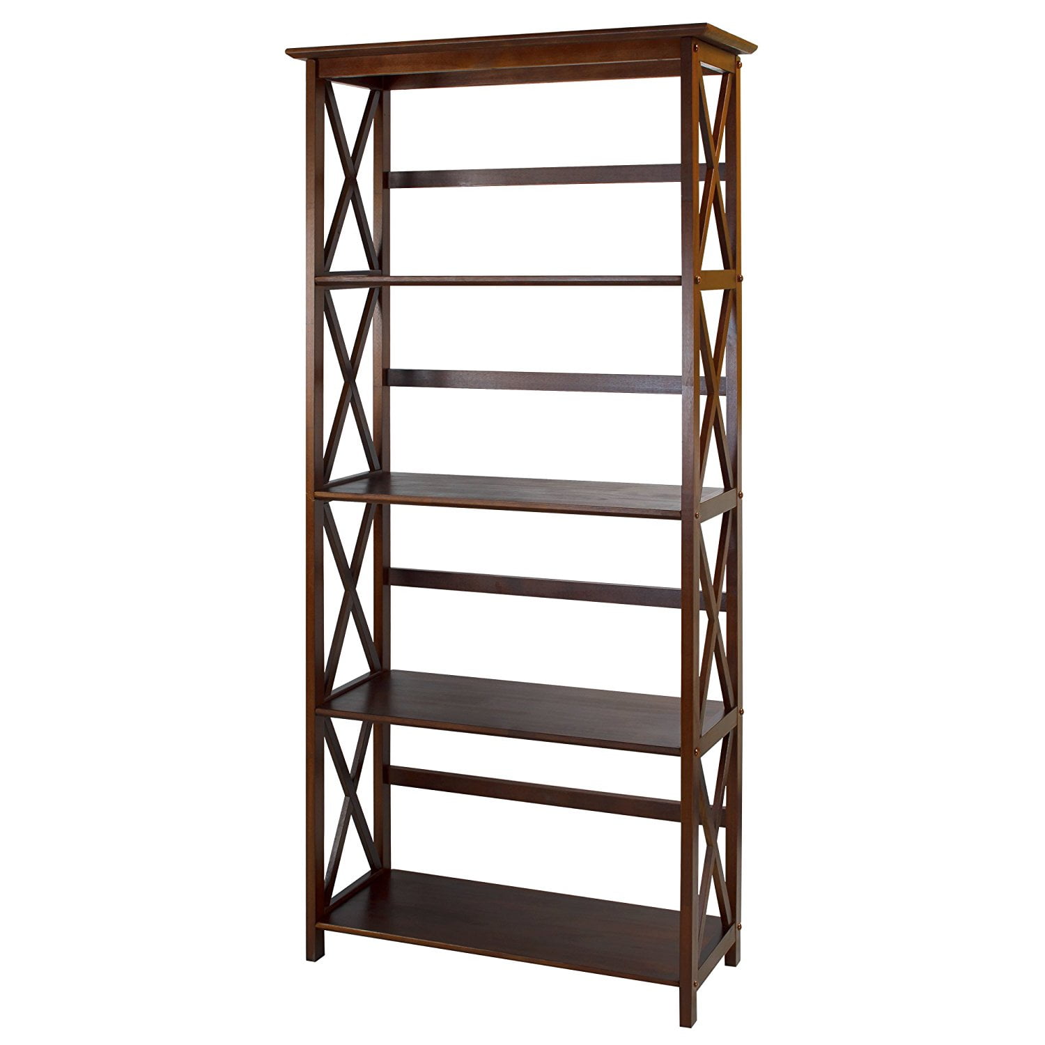Montego Dark Walnut 5-Shelf Wood Bookcase